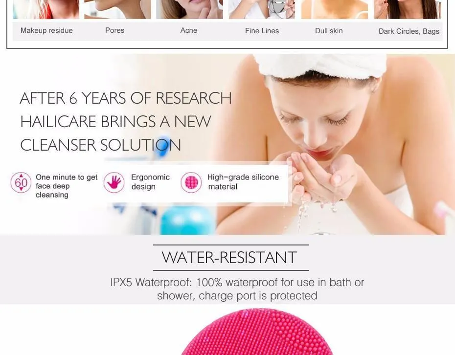 Waterproof Silicone Facial Cleansing Brush