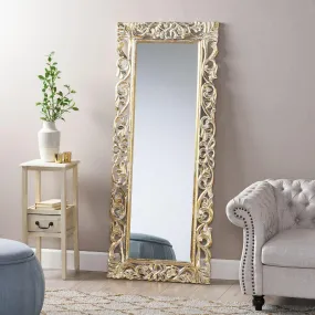 Wooden Twist Traditional Floral Design Mango Wood Hand Carved Decorative Wall Standing Frame ( Without Mirror )
