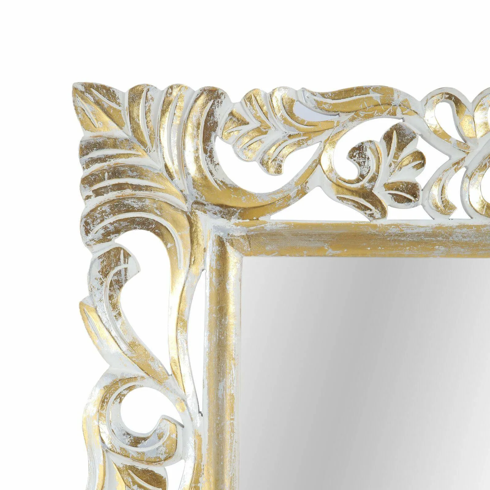 Wooden Twist Traditional Floral Design Mango Wood Hand Carved Decorative Wall Standing Frame ( Without Mirror )
