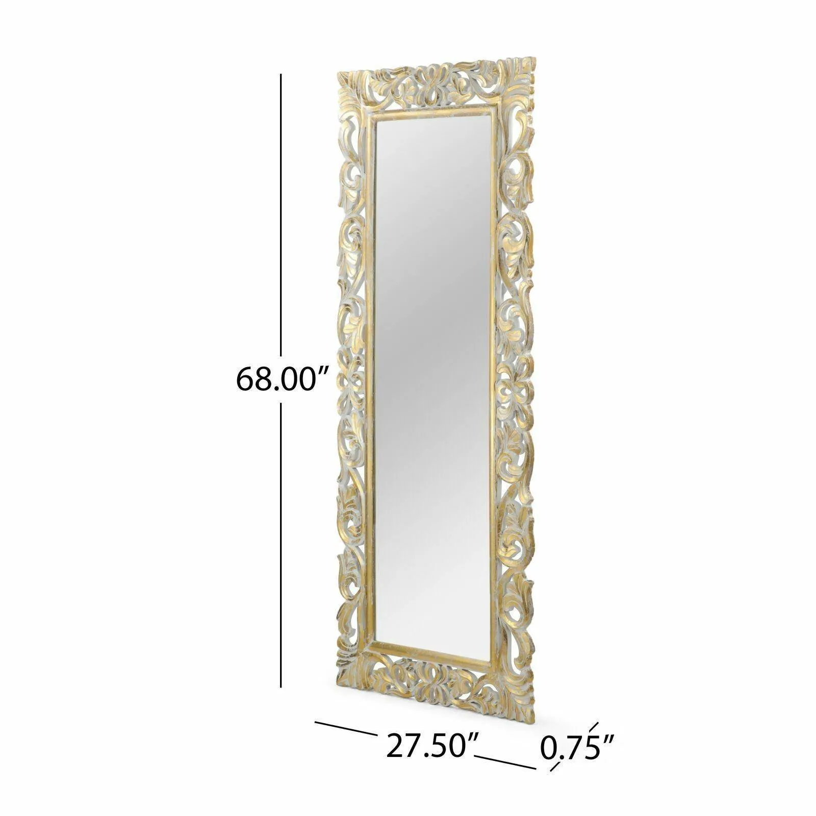 Wooden Twist Traditional Floral Design Mango Wood Hand Carved Decorative Wall Standing Frame ( Without Mirror )