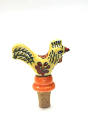 Yellow Drunker Rooster Wine Stoppers (Set of 2)