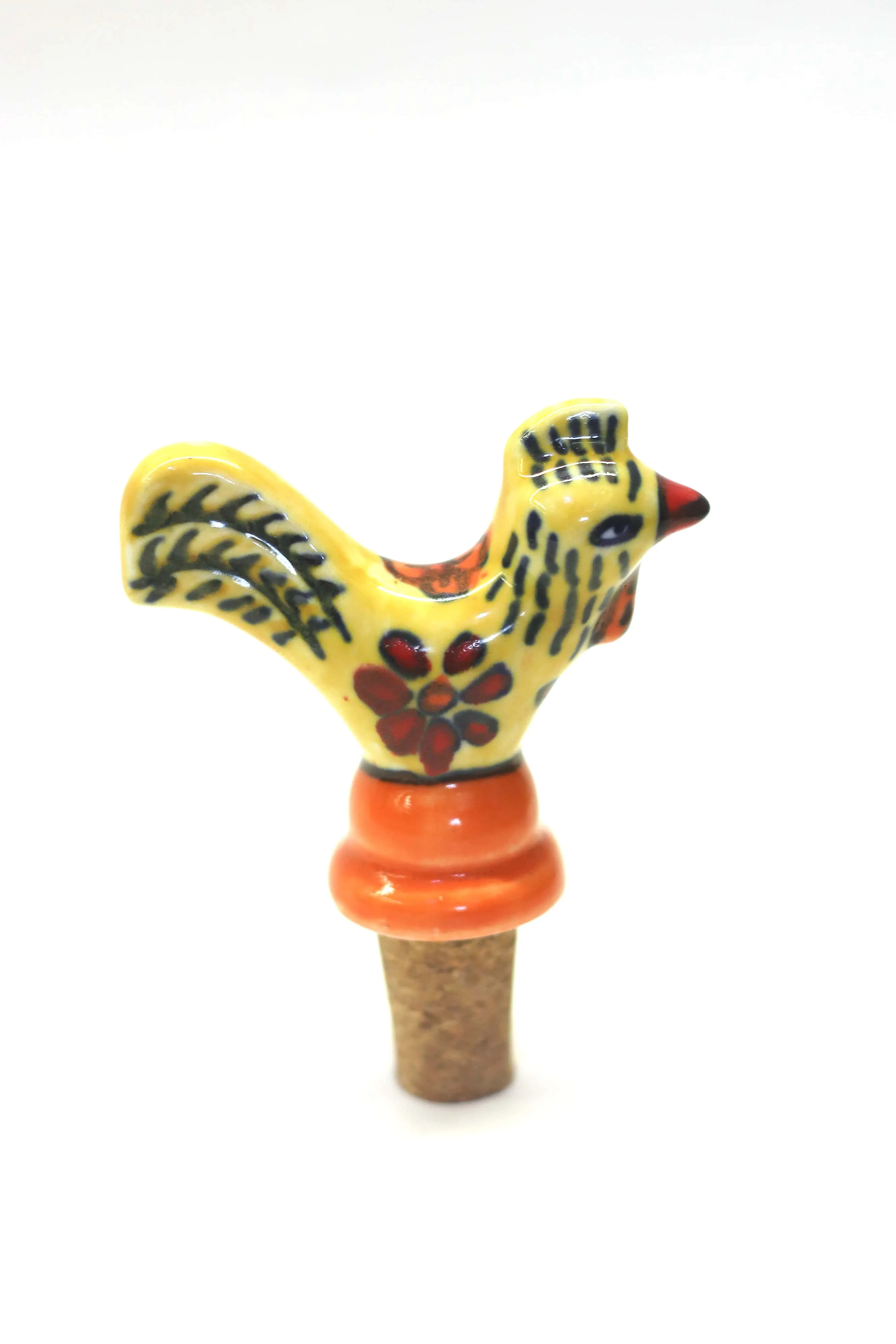 Yellow Drunker Rooster Wine Stoppers (Set of 2)