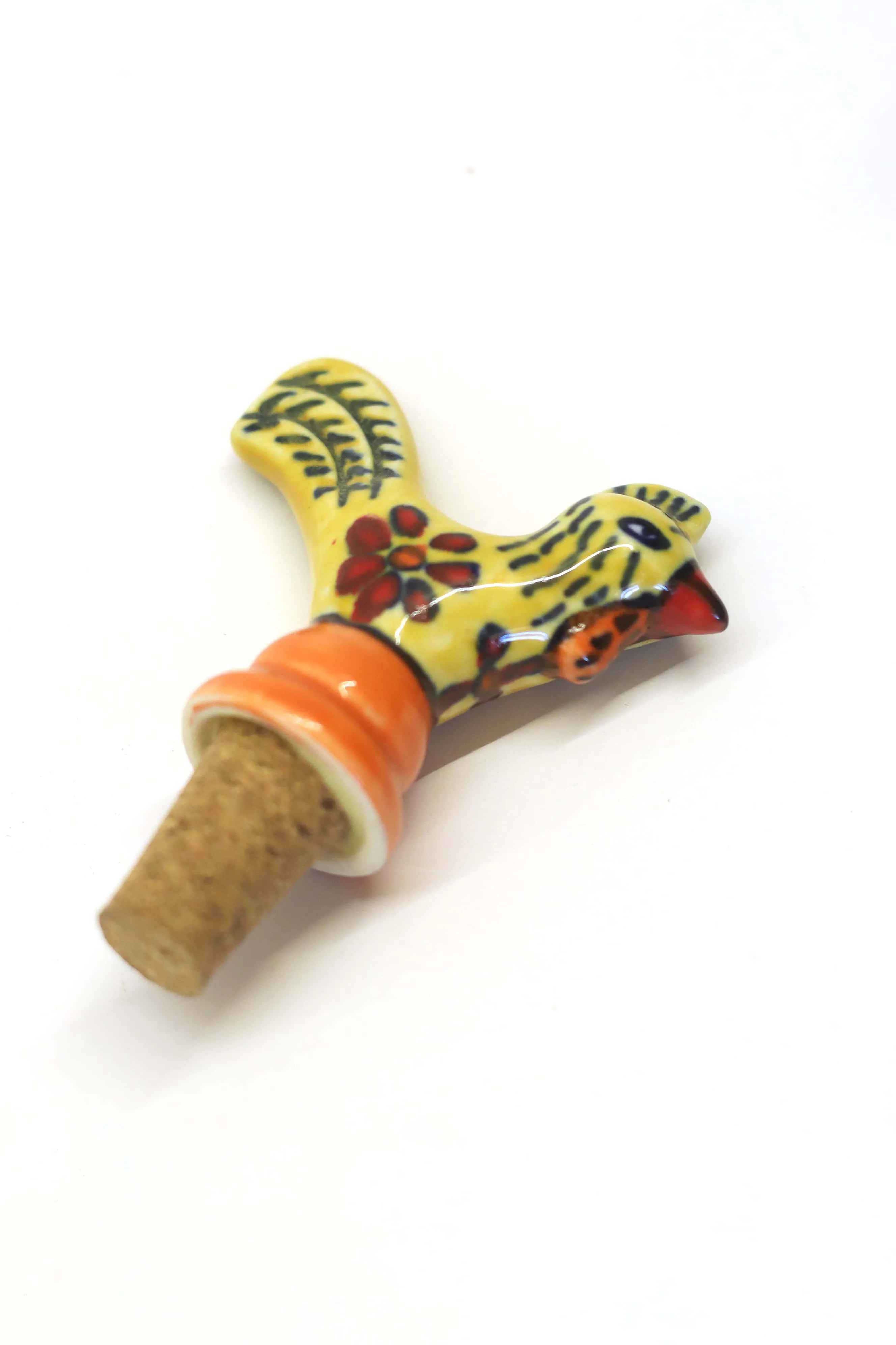 Yellow Drunker Rooster Wine Stoppers (Set of 2)